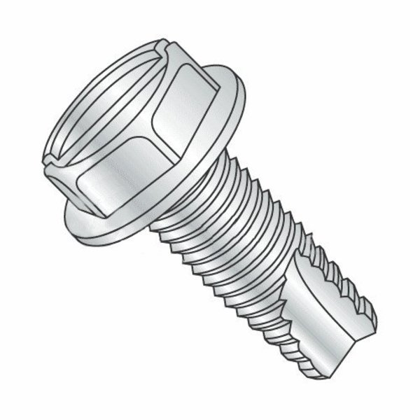 Newport Fasteners Thread Cutting Screw, #8-32 x 5/8 in, Zinc Plated Steel Hex Head Slotted Drive, 7500 PK 191004-7500